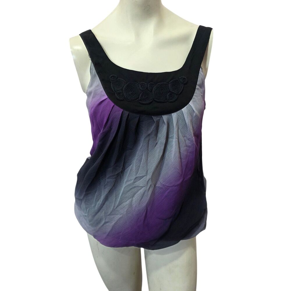Wrapper Purple Ombre Bubble‎ Hem Tank Top L Sleeveless Y2K Fairy Grunge